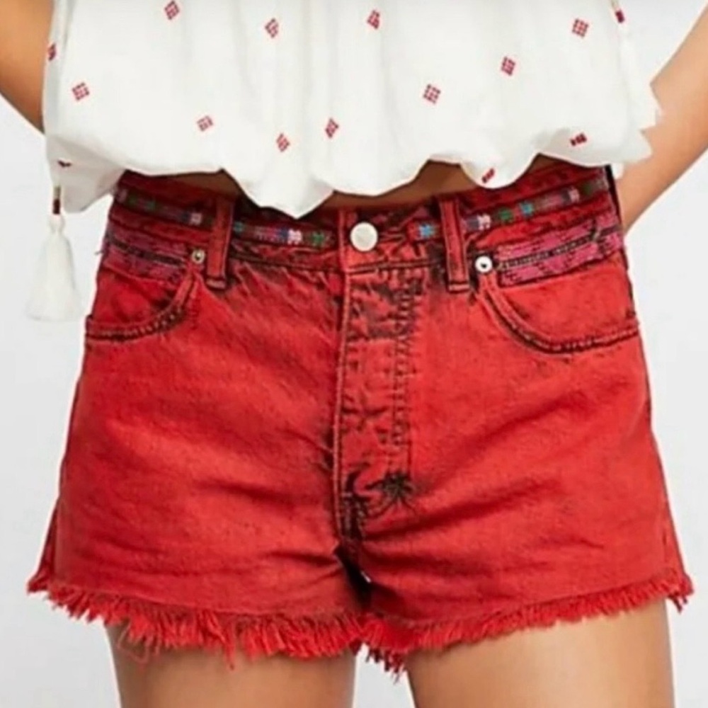 NWT Free People Red Jean Shorts
